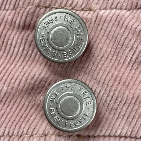 🔥Free People Corduroy Mini Skirt Pink Full Button Front Size 27 - Picture 4 of 11